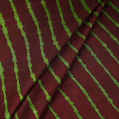 Brown - Multicolour Leheriya Tie-Dye Chanderi Silk Fabric 10