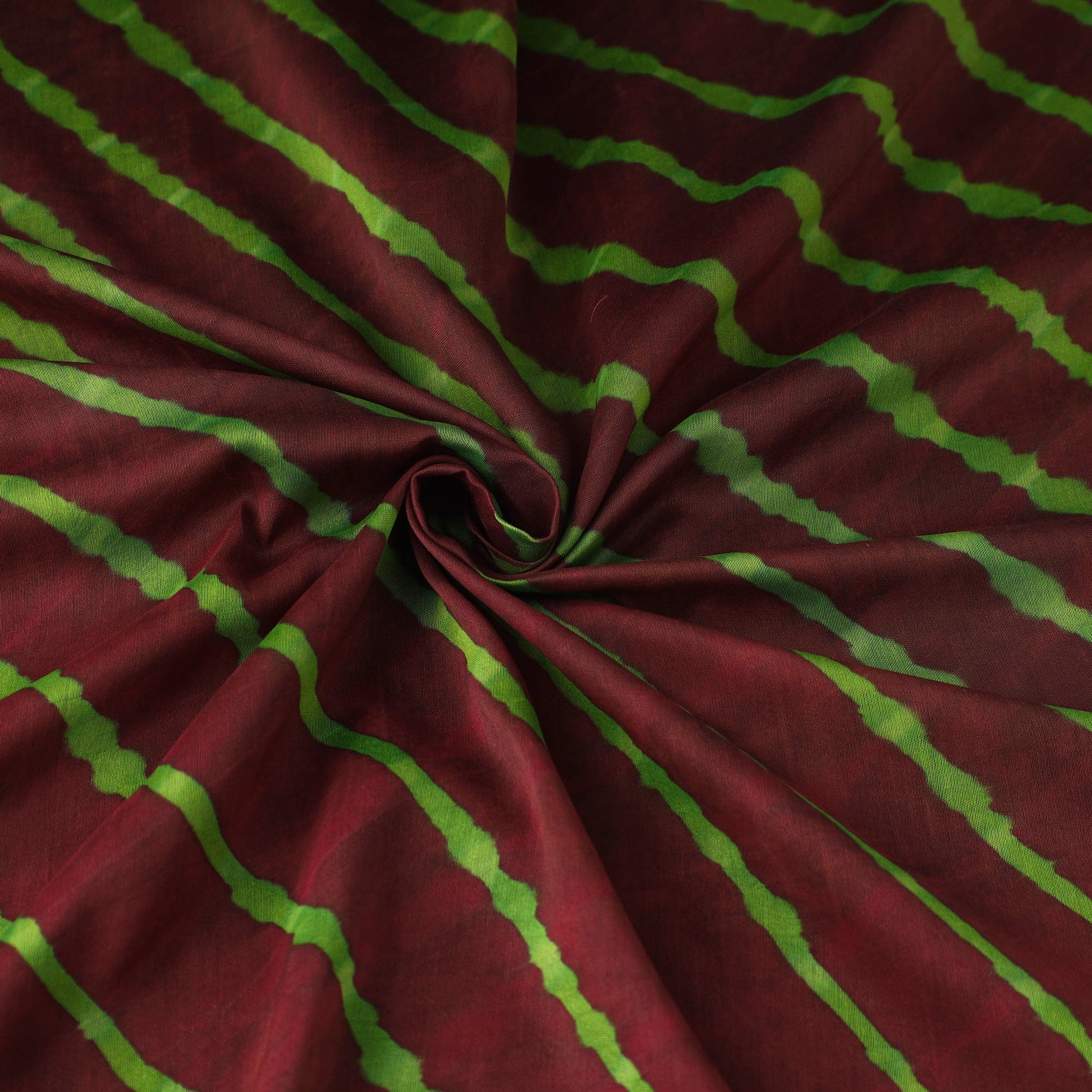 Brown - Multicolour Leheriya Tie-Dye Chanderi Silk Fabric 10