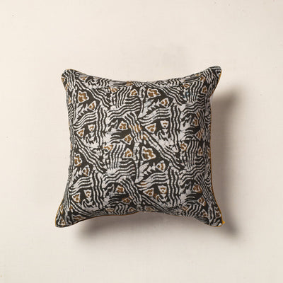 Brown - Hand Batik Printed Cotton Cushion Cover (16 x 16 in)