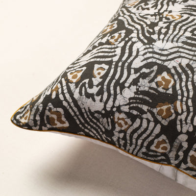Brown - Hand Batik Printed Cotton Cushion Cover (16 x 16 in)