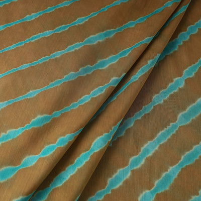 Brown - Multicolour Leheriya Tie-Dye Chanderi Silk Fabric 11
