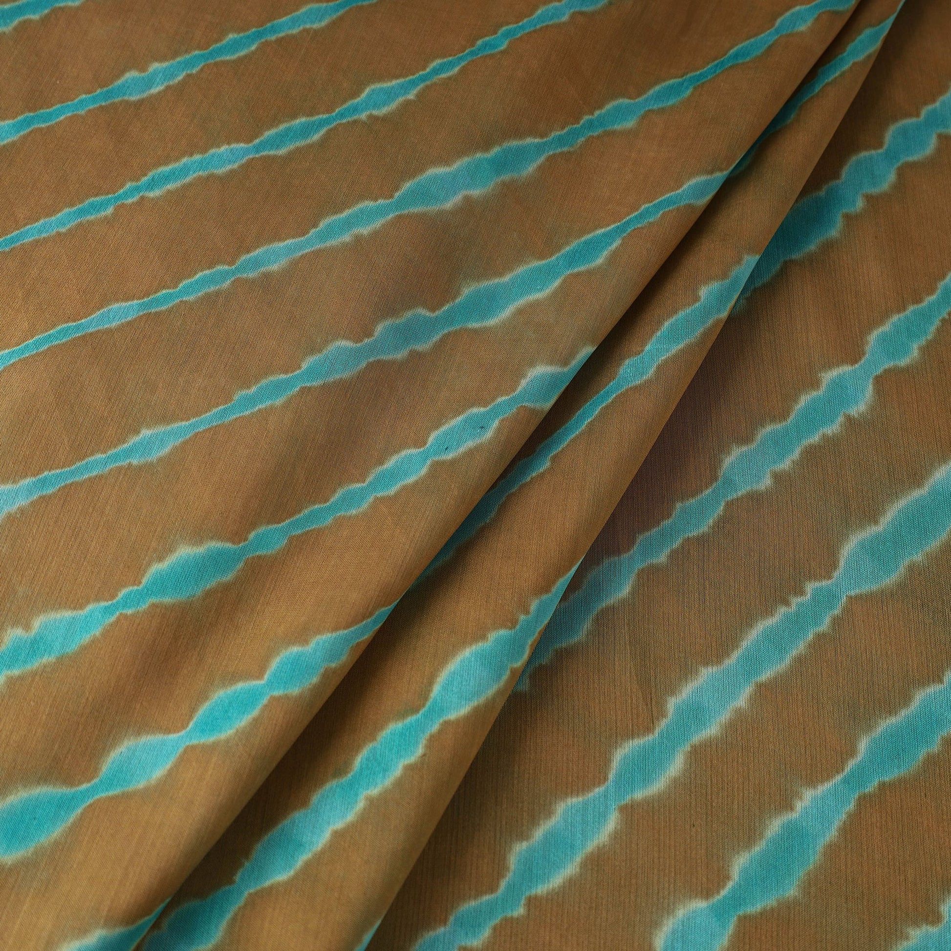 Brown - Multicolour Leheriya Tie-Dye Chanderi Silk Fabric 11