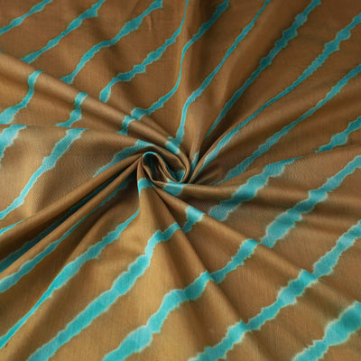 Brown - Multicolour Leheriya Tie-Dye Chanderi Silk Fabric 11