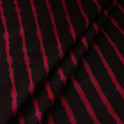 Black - Multicolour Leheriya Tie-Dye Chanderi Silk Fabric 14