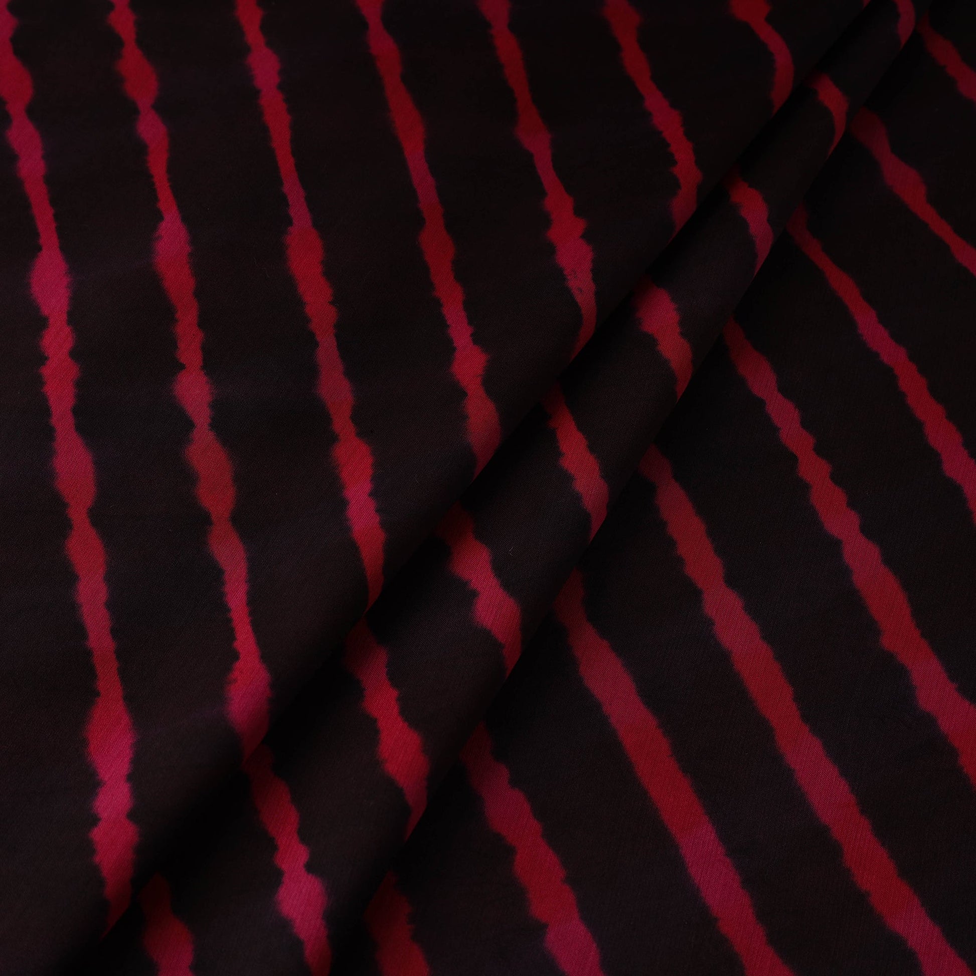 Black - Multicolour Leheriya Tie-Dye Chanderi Silk Fabric 14