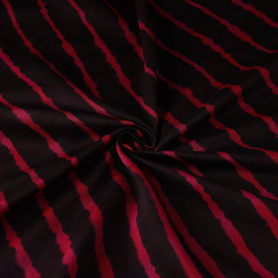 Black - Multicolour Leheriya Tie-Dye Chanderi Silk Fabric 14
