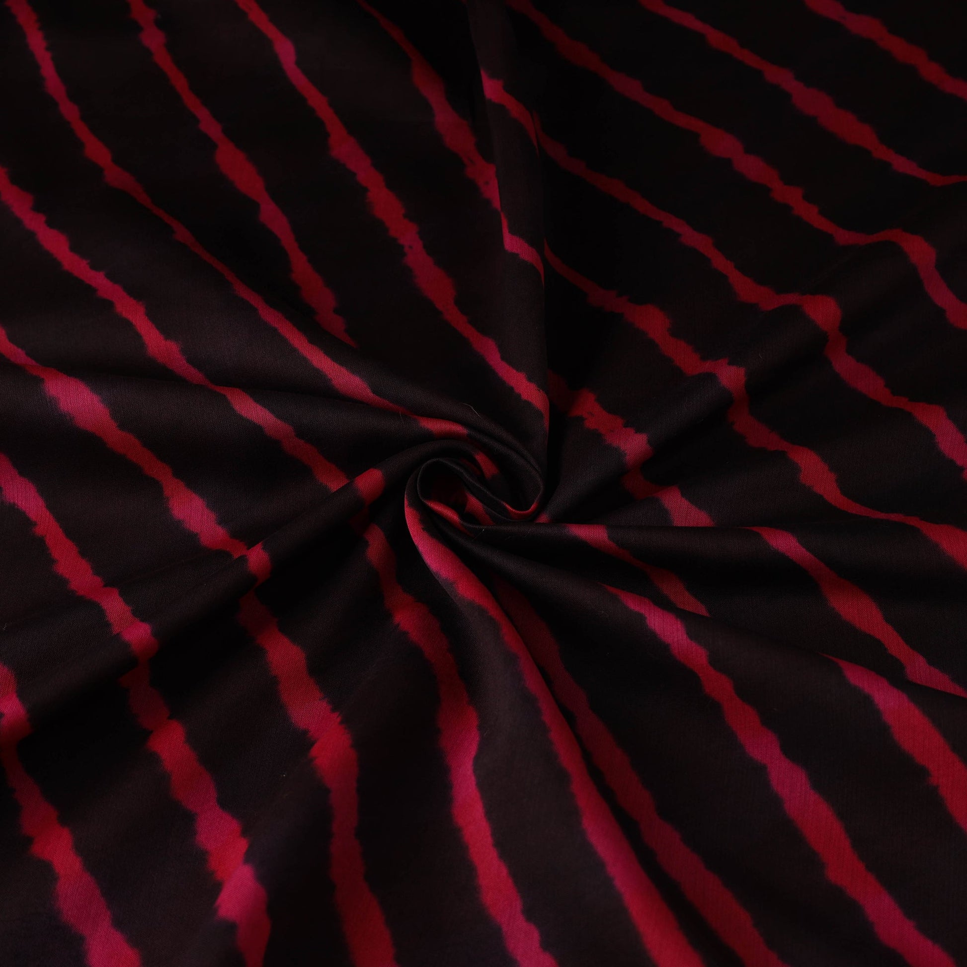 Black - Multicolour Leheriya Tie-Dye Chanderi Silk Fabric 14