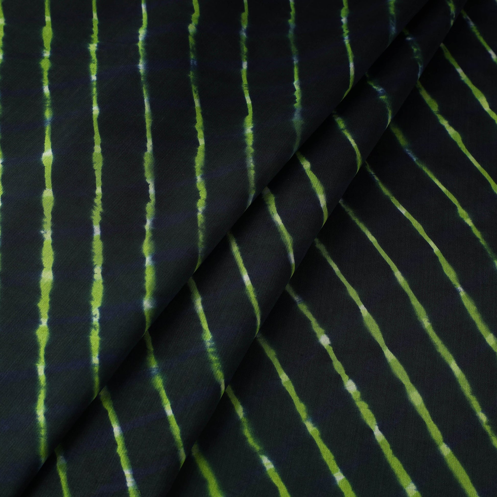 Black - Multicolour Leheriya Tie-Dye Chanderi Silk Fabric 15