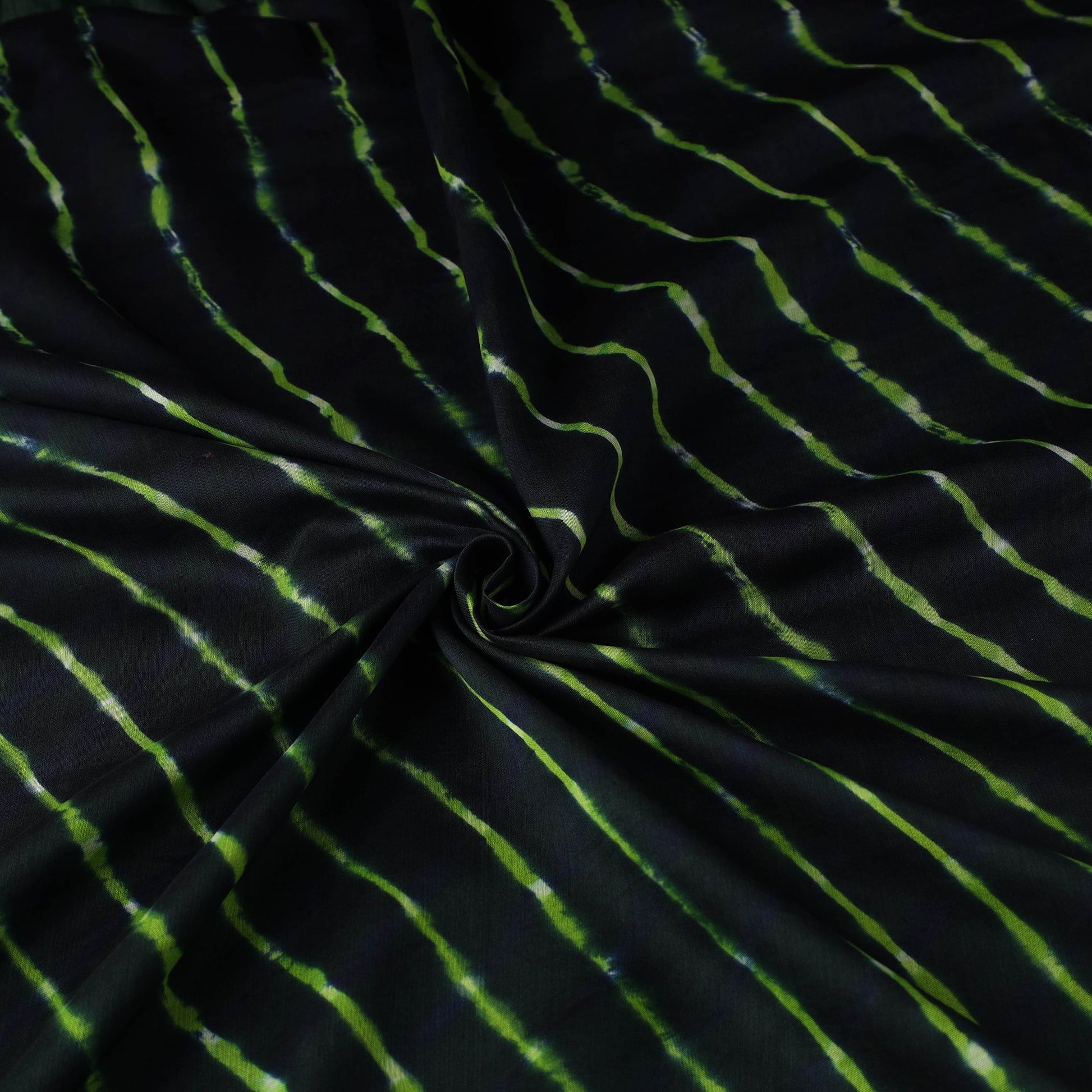 Black - Multicolour Leheriya Tie-Dye Chanderi Silk Fabric 15