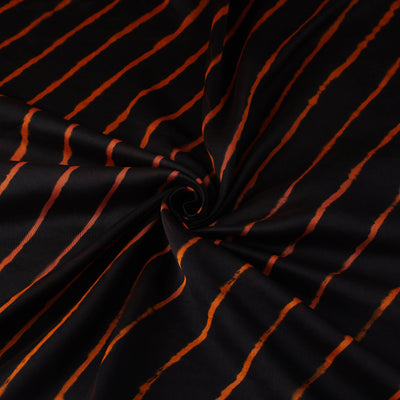 Black - Multicolour Leheriya Tie-Dye Chanderi Silk Fabric 16