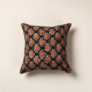 Brown - Hand Batik Printed Cotton Cushion Cover (16 x 16 in)