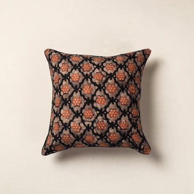 Brown - Hand Batik Printed Cotton Cushion Cover (16 x 16 in)