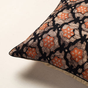 Brown - Hand Batik Printed Cotton Cushion Cover (16 x 16 in)