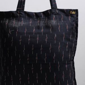 Black - Handcrafted Pochampally Ikat Weave Cotton Jhola Bag