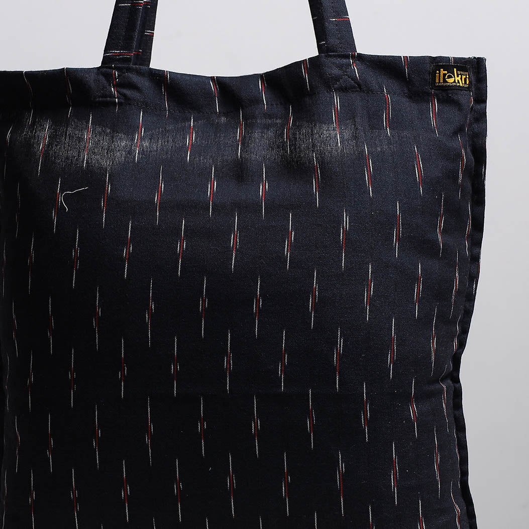 Black - Handcrafted Pochampally Ikat Weave Cotton Jhola Bag