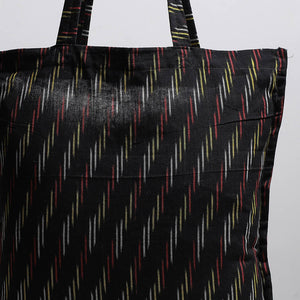 Black - Handcrafted Pochampally Ikat Weave Cotton Jhola Bag