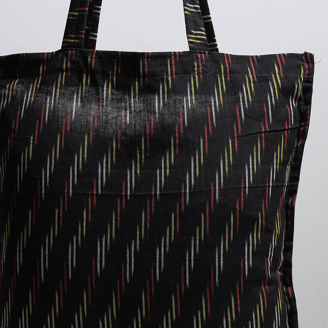 Black - Handcrafted Pochampally Ikat Weave Cotton Jhola Bag
