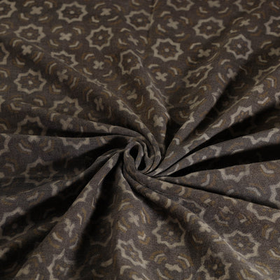 Brown - Pure Wool Handloom Akola Print Fabric 12