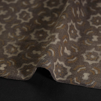 Brown - Pure Wool Handloom Akola Print Fabric 12