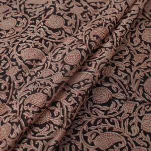Beige - Pedana Block Printed Silk Kalamkari Fabric 08
