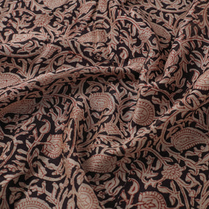 Beige - Pedana Block Printed Silk Kalamkari Fabric 08