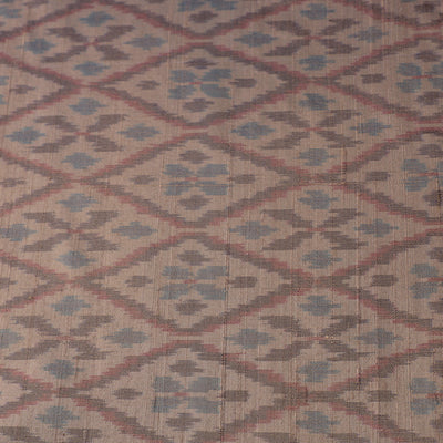Brown - Handloom Silk Pochampally Ikat Weave Fabric 07