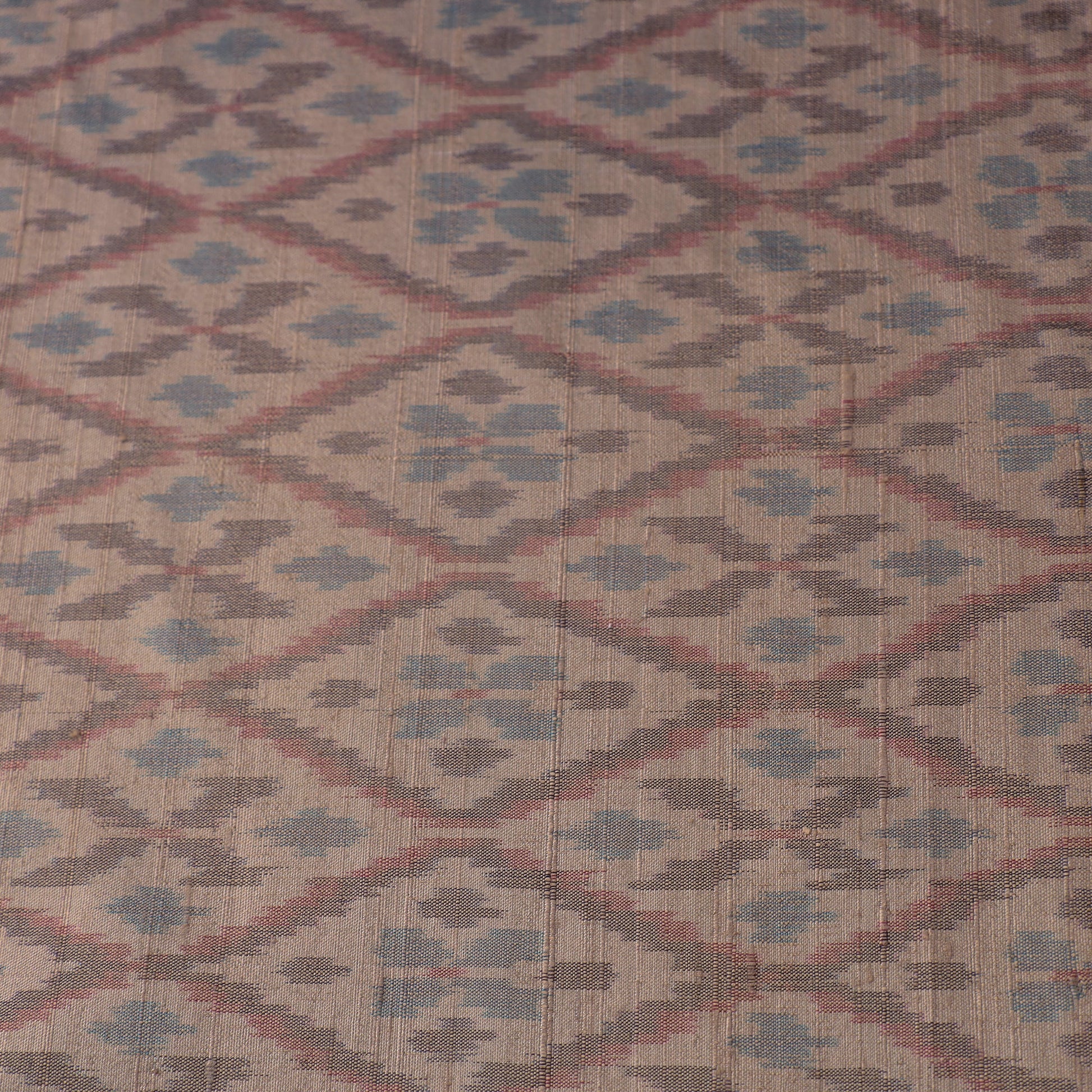 Brown - Handloom Silk Pochampally Ikat Weave Fabric 07