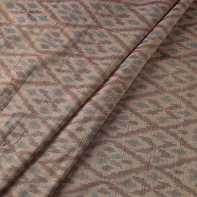 Brown - Handloom Silk Pochampally Ikat Weave Fabric 07