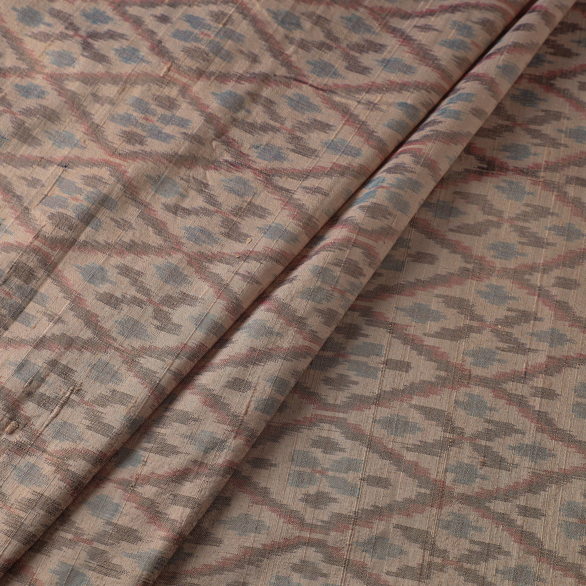Brown - Handloom Silk Pochampally Ikat Weave Fabric 07