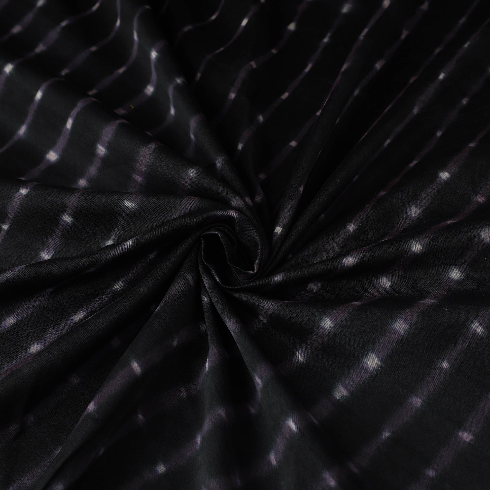Black - Leheriya Tie-Dye Mothra Chanderi Silk Fabric 24