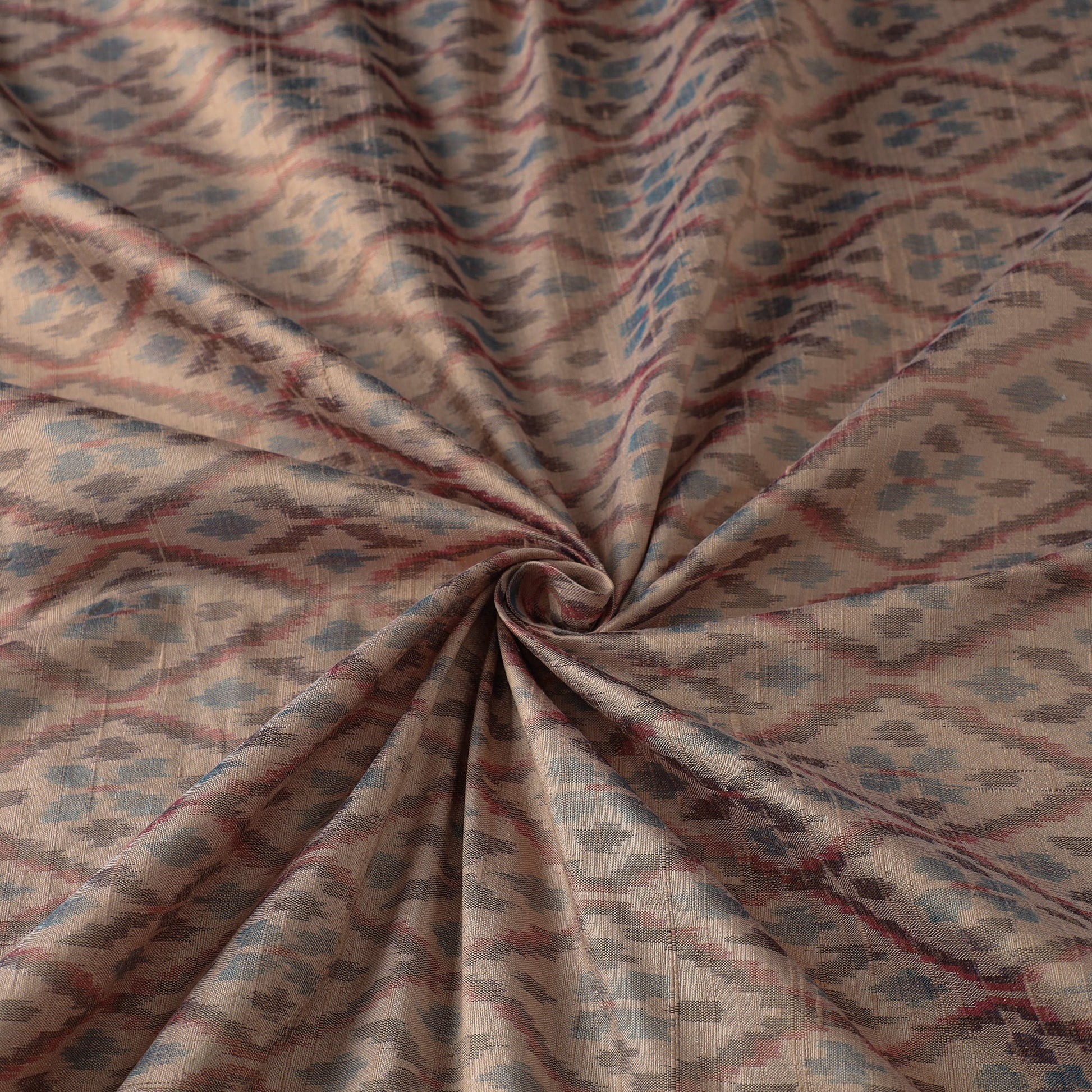 Brown - Handloom Silk Pochampally Ikat Weave Fabric 07