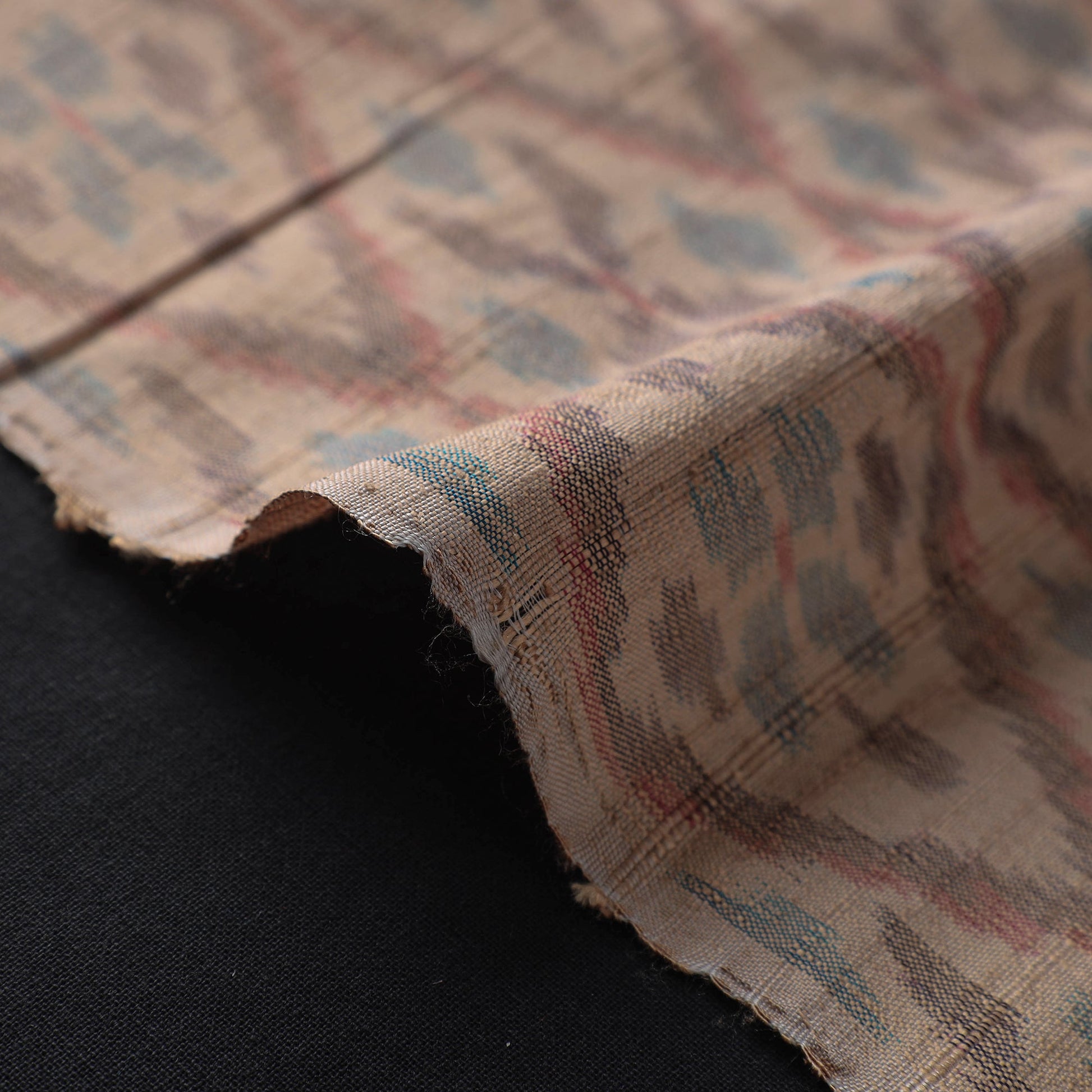 Brown - Handloom Silk Pochampally Ikat Weave Fabric 07