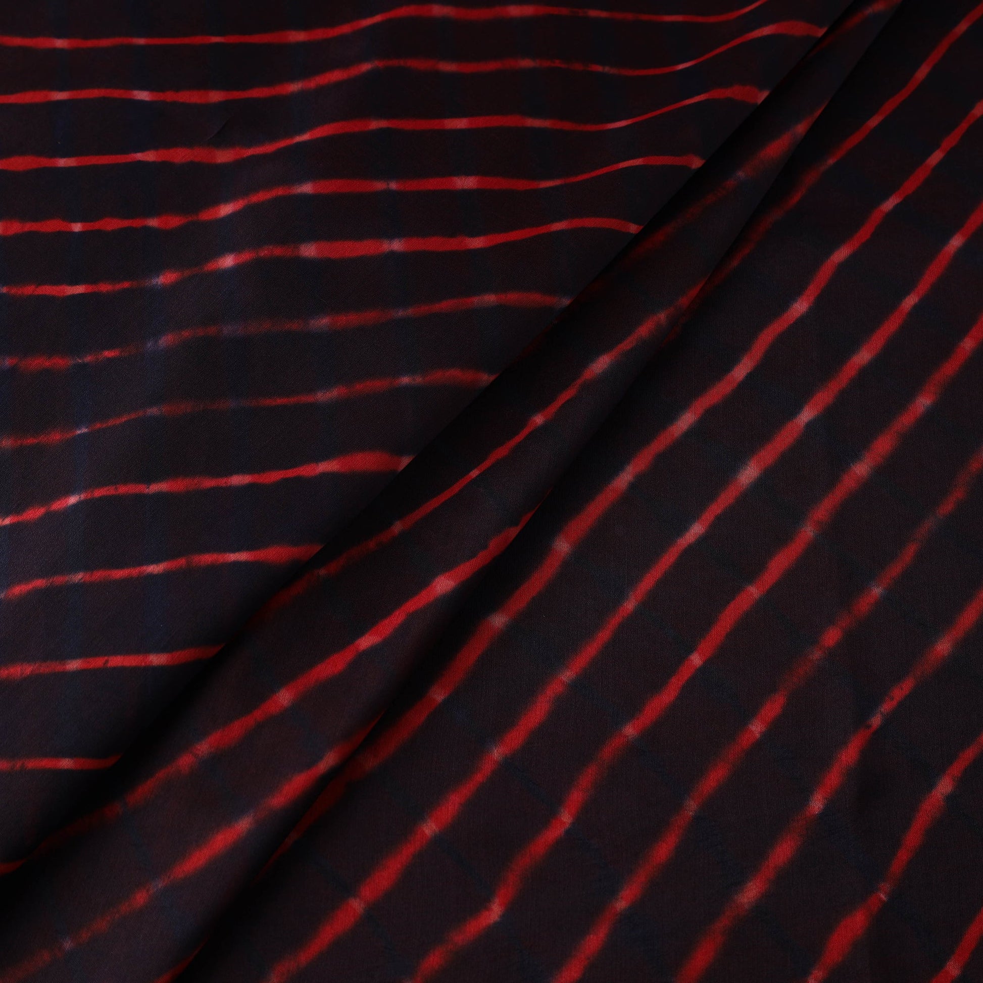 Black - Leheriya Tie-Dye Mothra Chanderi Silk Fabric 25