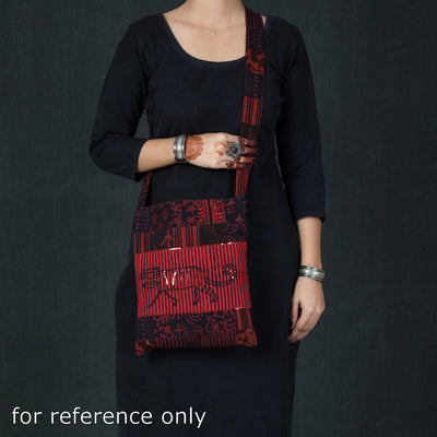 Blue - Hand Block Print Patchwork Cotton Sling Bag