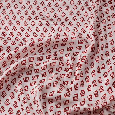 Beige - Hand Block Modal Silk Bagh Print Fabric 07