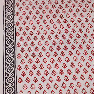 Beige - Hand Block Modal Silk Bagh Print Fabric 07