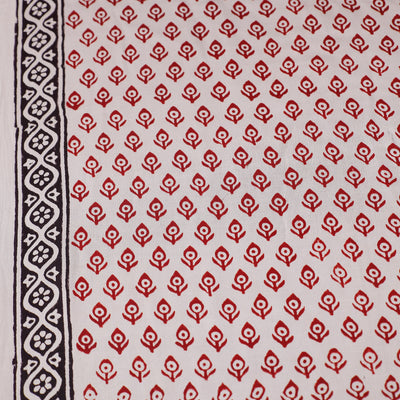 Beige - Hand Block Modal Silk Bagh Print Fabric 07