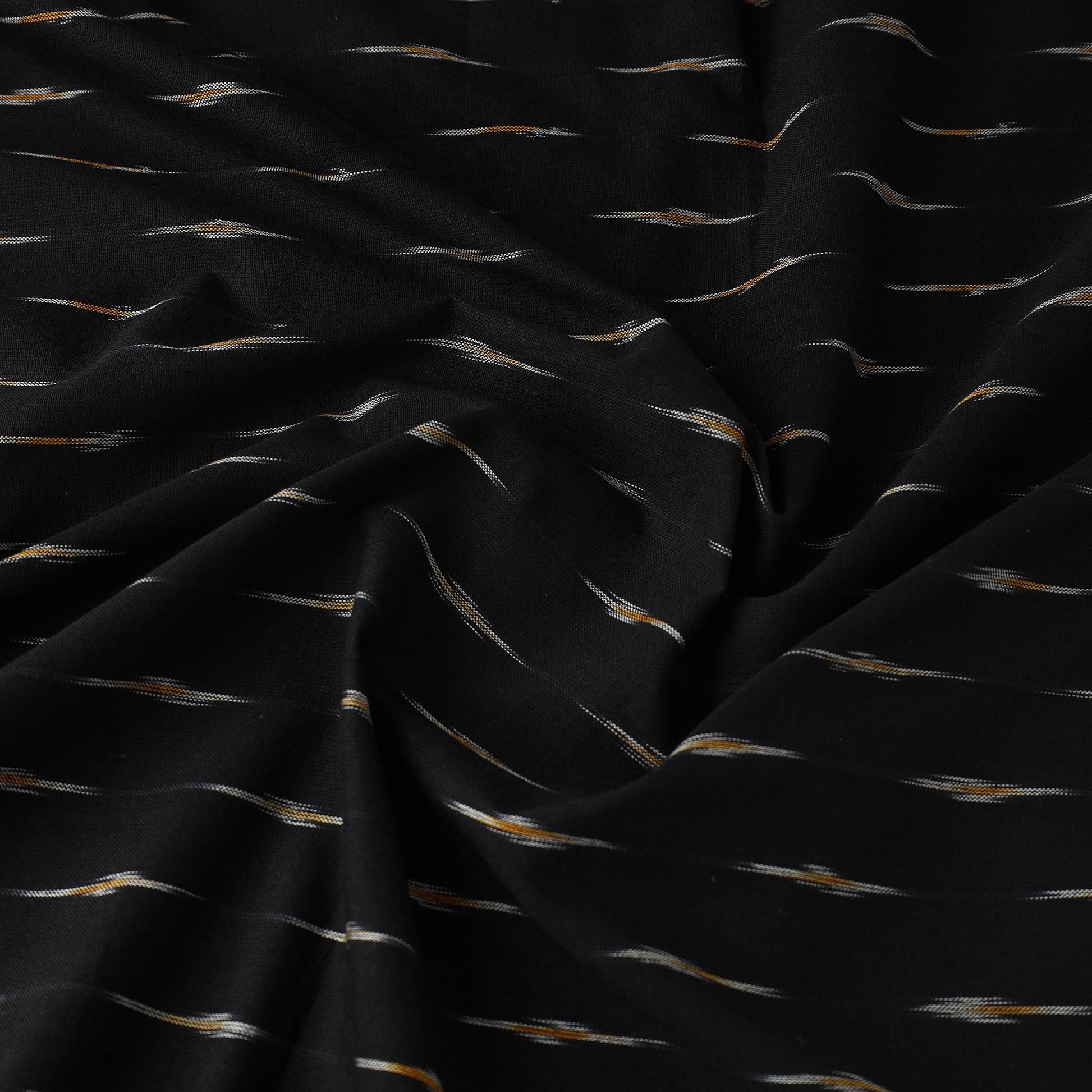 Black - Cotton Pochampally Ikat Weave Fabric 01