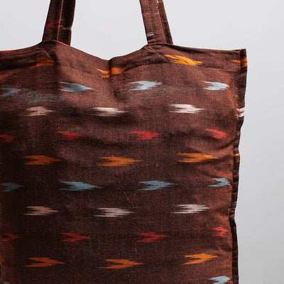 Brown - Handcrafted Pochampally Ikat Weave Cotton Jhola Bag