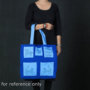 Blue - Hand Block Print Cotton Shoulder Bag