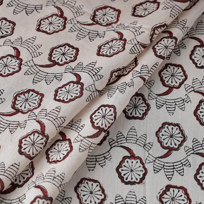 Beige - Bagh Print Handloom Chanderi Silk Fabric 01