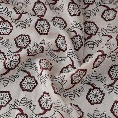 Beige - Bagh Print Handloom Chanderi Silk Fabric 01