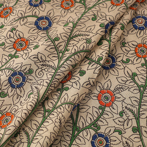 Beige - Cotton Kalamkari Print Fabric 08