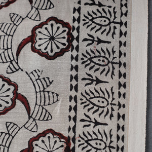 Beige - Bagh Print Handloom Chanderi Silk Fabric 01