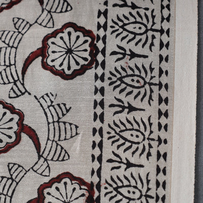 Beige - Bagh Print Handloom Chanderi Silk Fabric 01