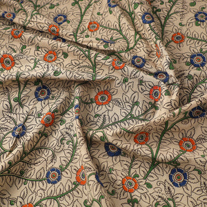 Beige - Cotton Kalamkari Print Fabric 08