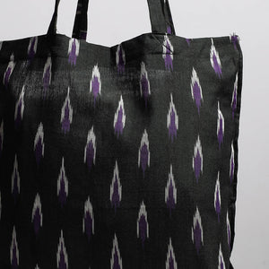 Black - Handcrafted Pochampally Ikat Weave Cotton Jhola Bag