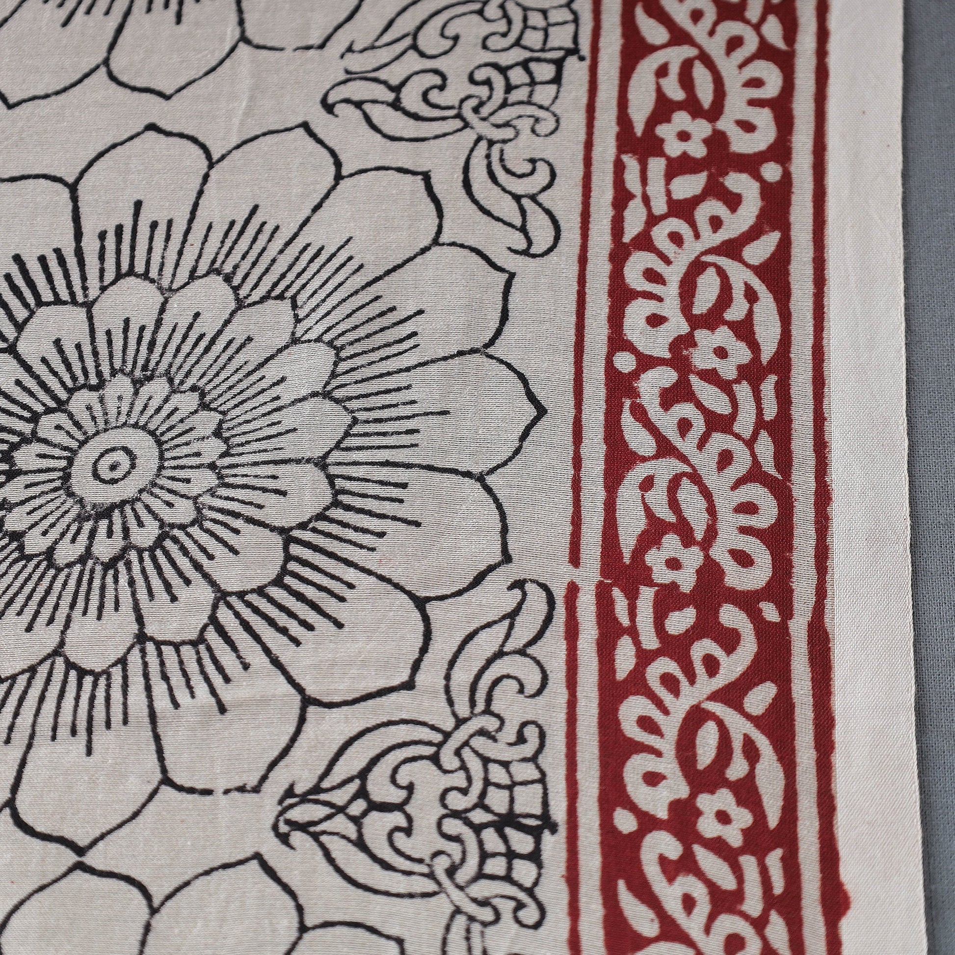 Beige - Bagh Print Handloom Chanderi Silk Fabric 03