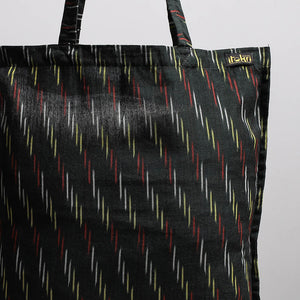 Black - Handcrafted Pochampally Ikat Weave Cotton Jhola Bag