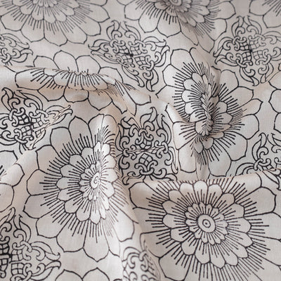 Beige - Bagh Print Handloom Chanderi Silk Fabric 03